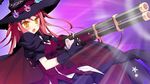  1girl cape game_cg gloves gun hat hinomiya_ayari ko~cha long_hair red_hair solo very_long_hair weapon witch&#039;s_garden witch's_garden witch_hat yellow_eyes 