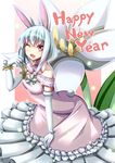  akiyasu animal_ears blush bunny_ears bunny_tail elbow_gloves gloves happy_new_year leaning_forward looking_at_viewer new_year one_eye_closed open_mouth original smile solo tail 
