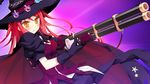  1girl cape game_cg gloves gun hat hinomiya_ayari ko~cha long_hair orange_eyes red_hair solo very_long_hair weapon witch&#039;s_garden witch's_garden witch_hat 