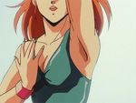  animated animated_gif armpits arms_up breasts brown_hair bubblegum_crisis cleavage oldschool priscilla_asagiri 