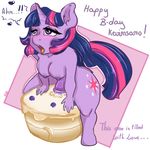  animal_genitalia anthro anthrofied arnachy blush breasts cake cutie_mark dialog dickgirl english_text equine food friendship_is_magic fur hair horn horse horsecock intersex mammal my_little_pony nipples penis pony purple_eyes purple_fur purple_hair solo text twilight_sparkle_(mlp) unicorn winged_unicorn wings 