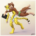  anthro briefs canine cheetah dog duo feline green_eyes hug male mammal nathan tablet underwear wagnermutt young 