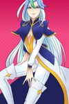  1girl blue_eyes boots breasts genderswap long_hair thigh_boots thighhighs v_(yuu-gi-ou_zexal) yu-gi-oh! yuu-gi-ou_zexal 