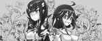  &gt;_o 6+girls ;q ahoge blush breast_hold breasts cosplay costume_switch earrings epaulettes everyone fukuroda_takaharu gamagoori_ira greyscale hakodate_omiko hoop_earrings inumuta_houka jakuzure_nonon jewelry kill_la_kill kiryuuin_satsuki large_breasts long_hair mankanshoku_barazou mankanshoku_mako mankanshoku_matarou mankanshoku_sukuyo matoi_ryuuko mikisugi_aikurou monochrome multiple_boys multiple_girls nude one_eye_closed phandit_thirathon sanageyama_uzu senketsu short_hair suspenders tongue tongue_out underboob 