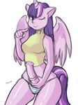  animal_genitalia anthro anthrofied clothing dickgirl equine friendship_is_magic fur hair horn horse horsecock intersex long_hair looking_at_viewer mammal my_little_pony one_eye_closed panties penis plain_background pony purple_fur purple_hair solo striped_panties the-rasp-b twilight_sparkle_(mlp) underwear white_background winged_unicorn wings 