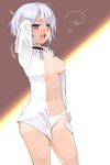  :o breasts choker hati_(shirow) heterochromia medium_breasts navel no_bra open_mouth original panties shirow_(crazy) shorts_tan silver_hair solo tan tanline tears underwear white_panties yawning 