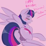  anus balls blush butt cutie_mark english_text equine eyes_closed feral friendship_is_magic fur hair herm horn horse intersex mammal my_little_pony pony purple_fur purple_hair pussy shelltoontv solo text twilight_sparkle_(mlp) winged_unicorn wings 