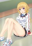  blonde_hair botan_m charlotte_dunois infinite_stratos long_hair purple_eyes school_uniform 