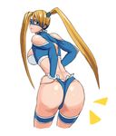  1girl ass back blonde_hair blue_eyes breasts capcom leotard long_hair looking_at_viewer mask rainbow_mika sideboob solo street_fighter street_fighter_zero twintails very_long_hair wrestling_outfit 