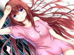  blue_eyes blush emoticon long_hair makise_kurisu panties solo steins;gate tenchou_no_matsumoto underwear very_long_hair 