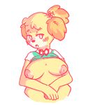  anthro areola big_breasts blush breasts canine chubby dog female isabelle_(animal_crossing) lamm mammal nintendo nipples shy solo video_games 