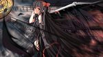  akemi_homura akuma_homura bare_shoulders black_hair dress hair_ribbon highres long_hair mahou_shoujo_madoka_magica mahou_shoujo_madoka_magica_movie red_eyes ribbon shirotaso0818 solo spoilers wings 