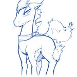  blue_and_white blush equine flaccid florecentmoo looking_at_viewer male mammal monochrome nintendo nude penis plain_background pok&#233;mon pok&eacute;mon ponyta solo superserperior video_games white_background 