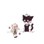  2boys animal_ears antenna_hair bad_id bad_twitter_id basil_(faraway)_(omori) basil_(omori) black_eyes black_hair black_shoes black_sweater_vest blonde_hair blush bright_pupils brown_shorts cat_boy cat_ears cat_tail closed_eyes closed_mouth collared_shirt commentary_request double-parted_bangs green_sweater_vest hair_between_eyes highres invisible_floor kemonomimi_mode korean_commentary looking_at_viewer male_focus mini_person miniboy morivivi3 multiple_boys omori open_mouth rabbit_boy rabbit_ears shirt shoes short_sleeves shorts sidelocks simple_background smile socks standing sunny_(omori) sweater_vest tail video_thumbnail white_background white_pupils white_shirt white_socks 