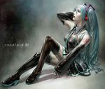  bad_id bad_pixiv_id blue_eyes blue_hair detached_sleeves hatsune_miku iqo long_hair necktie realistic sitting skirt solo thighhighs twintails vocaloid 