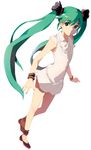  bow bowtie bracelet dress green_eyes green_hair hatsune_miku jewelry legs long_hair solo tiru twintails very_long_hair vocaloid world_is_mine_(vocaloid) 