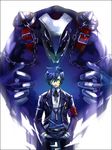  armband blue_eyes blue_hair chain digital_media_player kotobuki_toro male_focus persona persona_3 school_uniform solo thanatos yuuki_makoto 