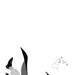  1boy 1girl commentary_request greyscale highres monochrome out_of_frame pants shoes simple_background socks speech_bubble spy_x_family tarutaruso3 translation_request twilight_(spy_x_family) white_background yor_briar 