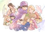  aged_down belt bianca_(dq5) black_hair blonde_hair blue_cape blue_cloak blue_eyes borongo bow bracelet braid brother_and_sister cape cloak closed_mouth commentary_request copyright_name couple dragon_quest dragon_quest_v earrings facial_hair falling_petals family father_and_child father_and_daughter father_and_son floral_background flower great_sabrecat great_sabrecub green_cape green_cloak hair_bow hero's_daughter_(dq5) hero's_son_(dq5) hero_(dq5) hetero holding holding_orb holding_sword holding_weapon husband_and_wife isa_(chiyo-s) jewelry long_hair looking_at_another low_ponytail mother_and_child mother_and_daughter mother_and_son mustache neck_ring one_eye_closed open_mouth orb papas parent_and_child petals pink_bow pink_cape pink_cloak pink_flower pink_petals ponytail purple_cape purple_cloak purple_turban short_hair siblings single_shoulder_pad slime_(dragon_quest) smile sword tunic turban twin_braids twins twintails upper_body weapon white_tunic 