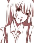  bad_id bad_pixiv_id bangs blood fujiwara_no_mokou head_tilt monochrome nosebleed pink solo suspenders tomomo touhou 