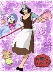  1boy 1girl aoneco apron broom brown_dress char_aznable cinderella_(disney_character) cinderella_(disney_movie) cinderella_(fairy_tale_character) cinderella_(fairy_tale_character)_(cosplay) commentary_request copyright_name cosplay crossdressing crossdressing_(mtf) dated_commentary dress fairy_godmother fairy_godmother_(cosplay) fake_horns flats gundam gundam_gquuuuuux gundam_suisei_no_majo helmet holding holding_broom horned_helmet horns maid_apron mobile_suit_gundam mouse_(animal) prospera_mercury pumpkin red_gundam star_(symbol) 