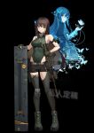  2girls absurdres assault_rifle bandana bare_shoulders billbill123 black_background blue_butterfly breasts bug butterfly butterfly_hair_ornament chinese_commentary commentary_request full_body girls'_frontline gloves green_streaks gun hair_between_eyes hair_ornament highres leotard long_hair lunasia_(girls'_frontline) m4_carbine m4a1_(girls'_frontline) m4a1_(mod3)_(girls'_frontline) magazine_(weapon) mask multicolored_hair multiple_girls particle_cannon_case print_bandana print_collar print_mask ribbed_leotard rifle skull_print streaked_hair weapon weapon_case 