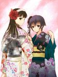  amagi_yukiko hijiri_ruka japanese_clothes kimono looking_back multiple_girls persona persona_4 shirogane_naoto 