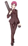  bazett_fraga_mcremitz earrings fate/hollow_ataraxia fate/stay_night fate_(series) formal fragarach jewelry pant_suit satomi short_hair solo suit 
