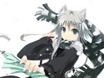  animal_ears aqua_eyes cat_ears copyright_request grey_hair satomi scarf solo 