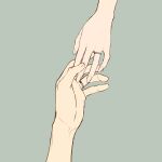  1boy 1girl commentary_request green_background hand_focus highres holding_hands jewelry ring simple_background spy_x_family tarutaruso3 twilight_(spy_x_family) wedding_ring yor_briar 