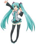  aqua_eyes aqua_hair bad_id bad_pixiv_id detached_sleeves hatsune_miku hayama_eishi long_hair necktie skirt solo thighhighs twintails vocaloid zettai_ryouiki 