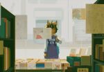  1girl animal_ears bag book book_stack bookshelf bookstore bow bowtie clioment commentary hair_between_eyes highres horse_ears horse_girl horse_tail long_hair long_sleeves mill_wakaba_(umamusume) multicolored_hair oguri_cap_(umamusume) pleated_skirt poster_(object) purple_sailor_collar purple_serafuku purple_shirt purple_skirt sailor_collar sailor_shirt school_uniform serafuku shirt shop shoulder_bag skirt solo storefront streaked_hair tail tamamo_cross_(fast_as_lightning)_(umamusume) tamamo_cross_(umamusume) tracen_school_uniform umamusume umamusume:_cinderella_gray white_bow white_bowtie window 