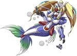  bubble crab gm_(mobile_suit) gundam mecha mermaid mermaid_gundam monster_girl no_humans nobel_gundam non-web_source parody scales seahorse twintails white_background 