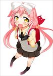  :o backpack bag bangs black_legwear blush body_blush border bow buckle char face flat_chest foreshortening from_above full_body hair_bobbles hair_bow hair_ornament kneehighs long_hair long_sleeves looking_at_viewer low_twintails mary_janes neck_ribbon open_mouth original pink_hair pleated_skirt randoseru ribbon shirt shoes simple_background skirt sleeves_past_wrists solo standing sweater_vest twintails very_long_hair white_background wing_collar yellow_eyes 