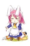  :x animal_ears blood boxcutter bunny_ears chibi maid pain piku pink_hair shakugan_no_shana solo tape whiskers wilhelmina_carmel 