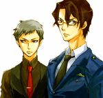  brown_eyes brown_hair glasses grey_eyes grey_hair kanzato_ryou kotobuki_toro male_focus multiple_boys necktie persona persona_3 persona_trinity_soul sanada_akihiko 