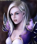  armor blue_eyes breasts cleavage jaina_proudemoore large_breasts solo warcraft world_of_warcraft 