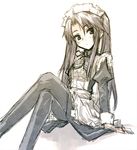  black_hair konoe_ototsugu long_hair lowres maid original pantyhose sketch solo 