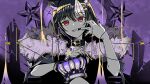  black_collar collar commentary crown daijoubu1999 facial_mark hair_ornament heart heart_facial_mark highres indie_virtual_youtuber king_(vocaloid) multicolored_hair red_eyes short_hair skunk_ears skunk_girl skunk_tail star_(symbol) star_facial_mark star_hair_ornament streaked_hair toboso_kuroi triangle triangle_facial_mark 