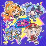  >_< 4girls achichi_mela ahoge animal_ears artist_logo artist_name asobi_mawari-tai bird_mask black_gloves black_horns black_shorts black_streaks black_thighhighs blonde_hair blonde_streaks blue_eyes blue_hair blush braid chibi chibi_only commentary_request dragon_horns eye_mask fingerless_gloves frilled_skirt frills gloves goat_ears goat_girl goggles goggles_on_head gradient_hair green_necktie gun hair_ornament happi hat headgear holding holding_gun holding_mask holding_megaphone holding_weapon hololive horns hyakuto_kyoko jacket japanese_clothes logo long_hair long_sleeves mask megaphone mole mole_under_eye multicolored_hair multiple_girls naname_(7name) necktie one_eye_closed open_mouth orange_hair pink_hair polka_dot polka_dot_background ponytail purple_background red_hat red_jacket red_streaks sharp_teeth shirt short_sleeves shorts side_braids single_hair_streak skirt smile sorashina_sopia split-color_hair standing standing_on_one_leg streaked_hair suzuna_tsuzuri teeth thighhighs torn_clothes torn_thighhighs twin_braids two_side_up unworn_mask upper_teeth_only v-shaped_eyebrows virtual_youtuber weapon white_jacket yellow_background yellow_eyes |_| 
