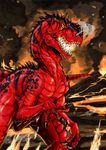  diablo dinosaur fire lava outside primal_rage scalie solo theropod warm_colors watermark 