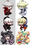  2boys alternate_color bad_id bad_pixiv_id blazblue chibi heterochromia jin_kisaragi kuro_yuzu multiple_boys platinum_the_trinity quad_tails ragna_the_bloodedge 