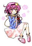  flower frills hairband komeiji_satori lowres pink_eyes pink_hair rose slippers solo third_eye touhou wide_sleeves yuran_(kuen-hien) 