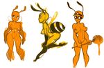  antennae anthro arthropod bee breasts brown_eyes butt datfur eyewear female front_view goggles helmet honey insect insectoid nipples nude pose pussy wings yellow_eyes 
