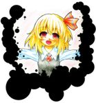  blonde_hair bow darkness fang hair_bow necktie outstretched_arms red_eyes rumia short_hair solo spread_arms touhou vest yuran_(kuen-hien) 