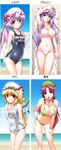  :d arm_up armpits bare_shoulders bat_wings beach bent_over beret bikini blonde_hair blue_eyes blue_hair blush book bow braid breasts byeontae_jagga cleavage collarbone covered_navel covered_nipples crescent day fang finger_to_mouth flandre_scarlet front-tie_top green_bikini hair_bow hand_on_hip hand_on_thigh hanging_breasts hat hat_ribbon highres hips hong_meiling kirisame_marisa large_breasts lavender_hair leaning_forward legs long_hair looking_away lying midriff mob_cap multiple_girls naughty_face navel on_back one-piece_swimsuit open_mouth outdoors parted_lips patchouli_knowledge pointy_ears purple_eyes purple_hair red_eyes red_hair remilia_scarlet ribbon school_swimsuit see-through shiny shiny_clothes shiny_skin side-tie_bikini skindentation smile standing star swimsuit thigh_gap thighs touhou twin_braids very_long_hair wet wet_clothes white_bikini white_school_swimsuit white_swimsuit wings 