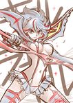  2go breasts kill_la_kill large_breasts matoi_ryuuko multicolored_hair navel revealing_clothes scissor_blade senketsu short_hair solo suspenders thighhighs two-tone_hair underboob weapon 