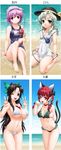  ;d animal_ears bare_shoulders barefoot beach bikini black_eyes black_hair blush bow braid breasts byeontae_jagga cat_ears cat_tail choker cleavage collarbone covered_navel double_v fang frilled_bikini frills green_bikini green_eyes green_hair hair_bow hairband hand_on_hip hat hat_ribbon heart highres kaenbyou_rin komeiji_koishi komeiji_satori large_breasts long_hair looking_at_viewer multiple_girls multiple_tails name_tag navel nekomata ocean one-piece_swimsuit one_eye_closed open_mouth parted_lips partially_submerged paw_pose pink_hair pointy_ears ponytail purple_hair red_eyes red_hair reiuji_utsuho ribbon school_swimsuit shiny shiny_clothes shiny_skin short_hair siblings side-tie_bikini silver_hair sisters sitting skindentation smile strap_gap swimsuit tail third_eye touhou twin_braids v wariza water wet white_bikini white_school_swimsuit white_swimsuit 