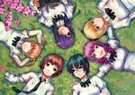  black_hair blonde_hair blue_eyes blue_hair glasses green_eyes hakamichi_shizune ibarazaki_emi ikezawa_hanako katawa_shoujo petals pink_hair purple_eyes red_hair satou_lilly seifuku tezuka_rin twintails yukira0 