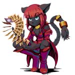  2019 alpha_channel anthro black_fur breasts cat clothed clothing feline female fur goshaag green_eyes hair hi_res mammal off_shoulder red_hair simple_background solo transparent_background video_games wakfu 